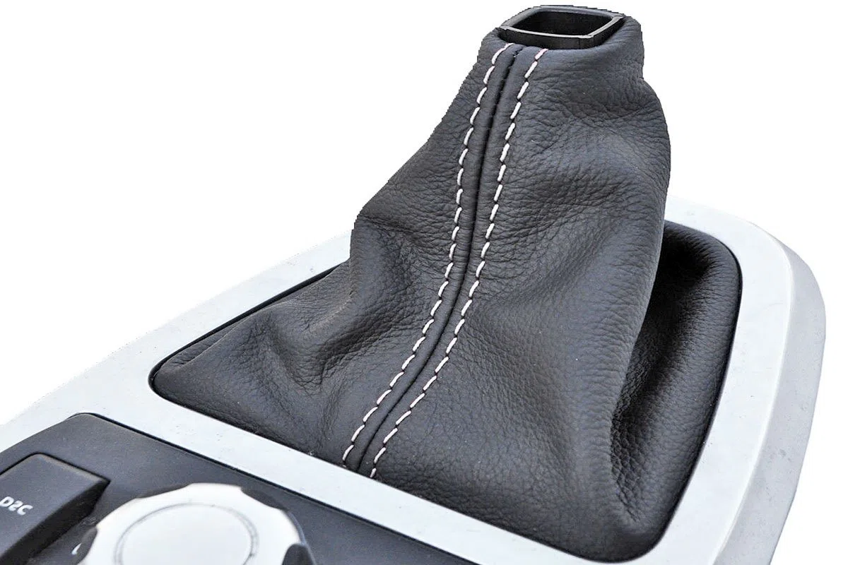 Funda para palanca de cambios compatible con Land Rover Freelander 2, piel auténtica, color negro