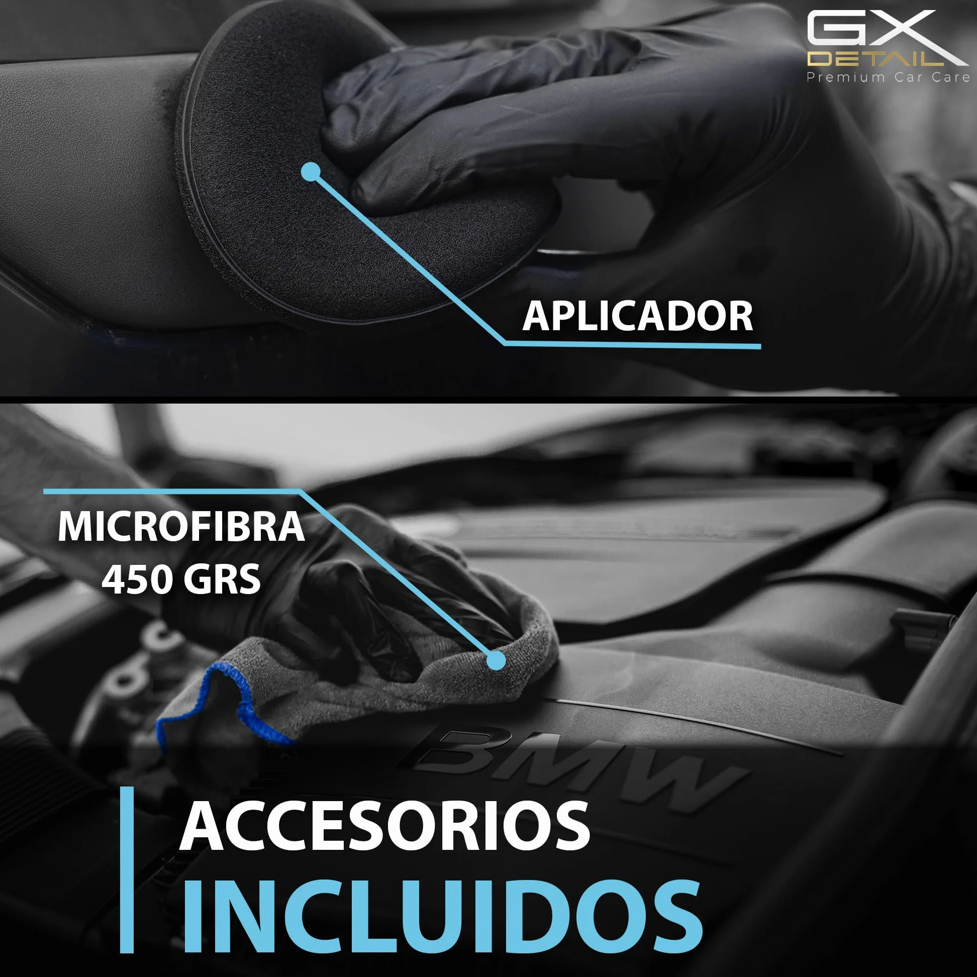 GxDetail Recuperador de Plásticos y Abrillantador Hidratador de Plástico y Neumáticos Coche y Moto 1 Litro – Recuperador de Gomas Viejas, Interior, Exterior, Ruedas.