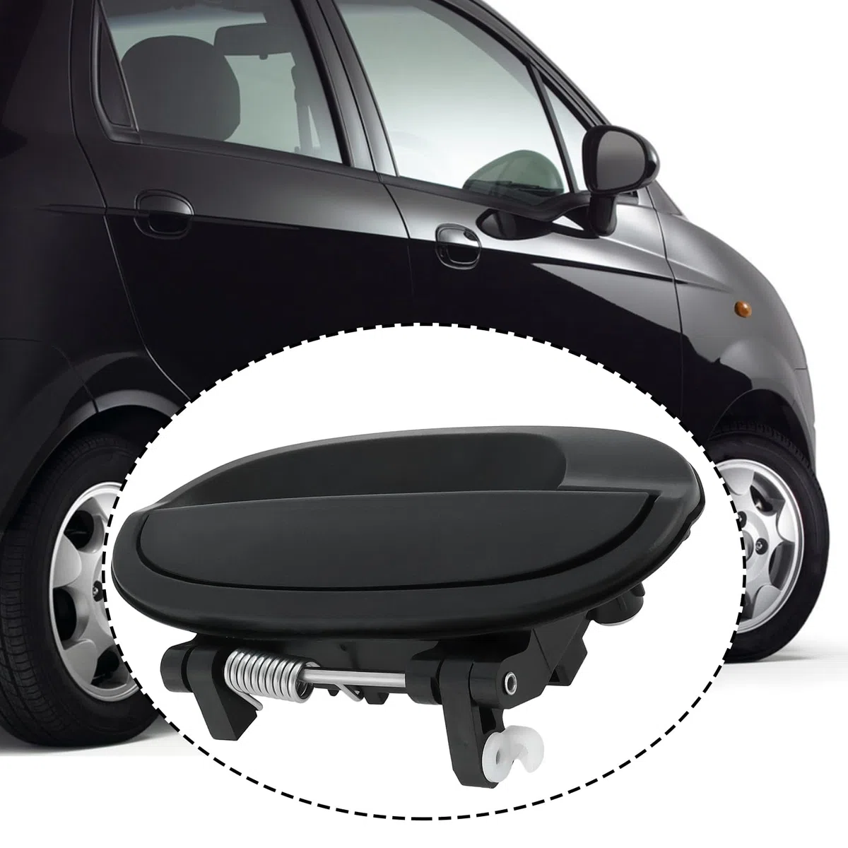 Manija de Puerta Trasera Derecha Negra 96601475 Compatible con Chevrolet Spark MATIZ