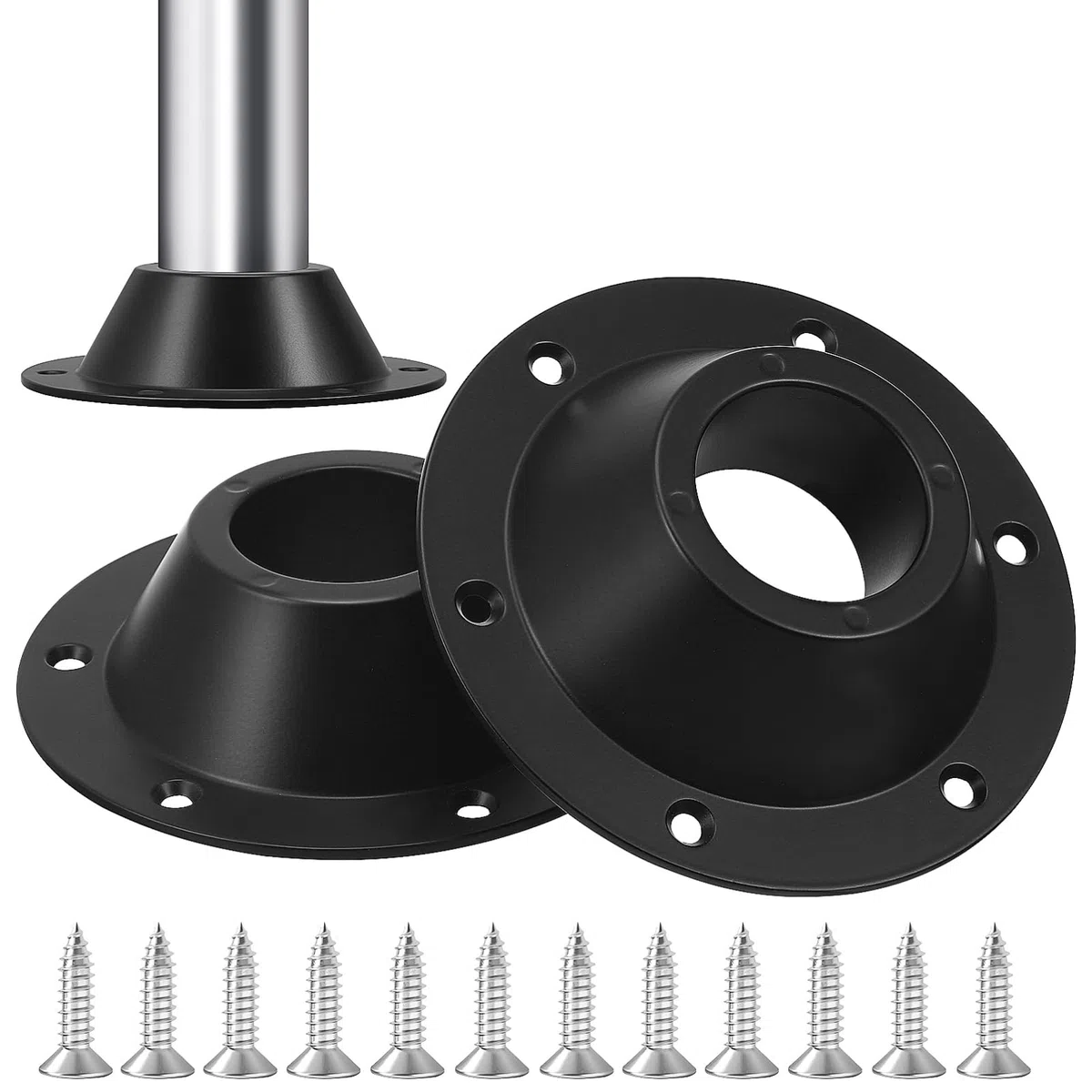 Mobestech Base de Mesa para RV de Aluminio Negro, 2 Piezas, Diseño Sencillo y Resistente para Fijar Patas y Evitar Tambaleo en Camping y Autocaravanas