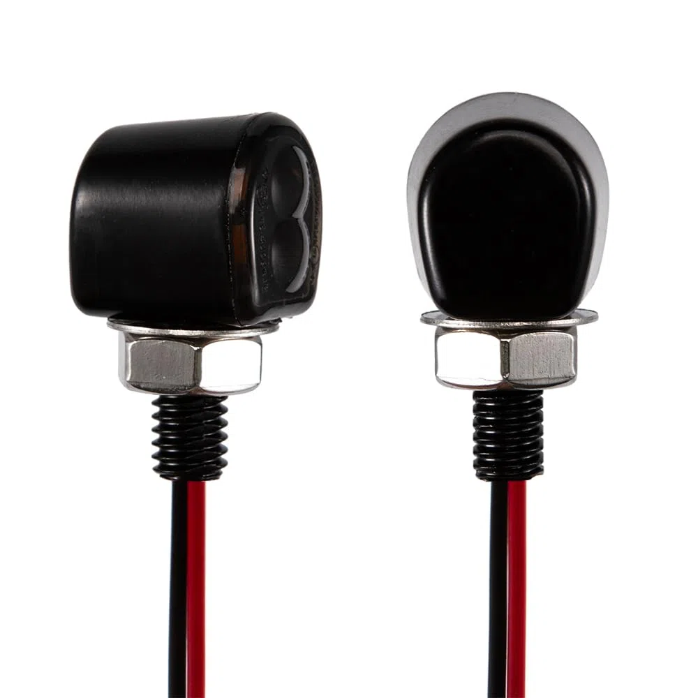 Mini LED moto luz indicadora ámbar lado E24 marcador 12V para custom street moto chopper cruiser scooter cafe racer (Negro)