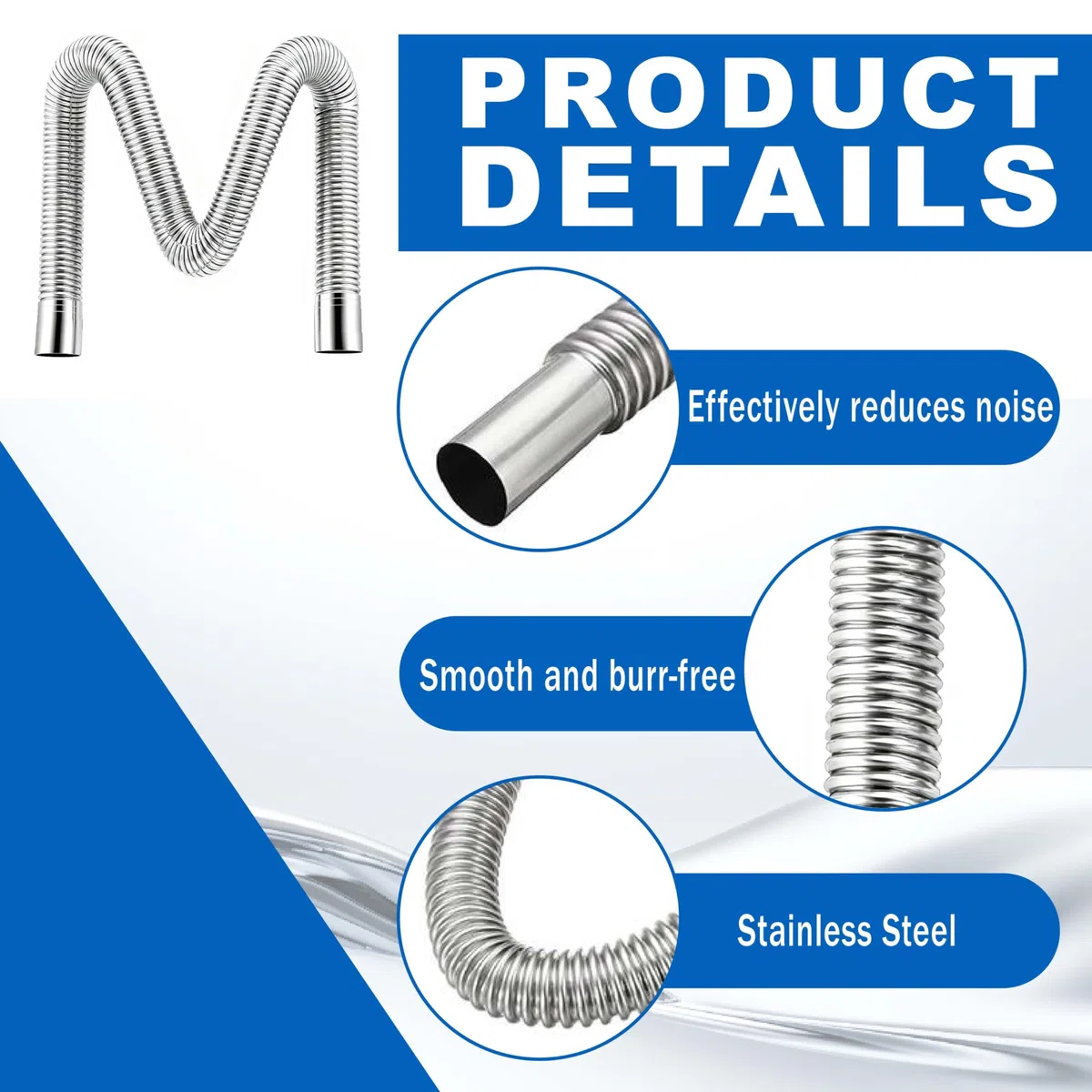 Tubo de escape de 200cm, Tubo de escape flexible portátil de 25mm en acero inoxidable, con 4 pinzas de acero inoxidable y herramienta de montaje práctica, para Calefacción de coche diesel
