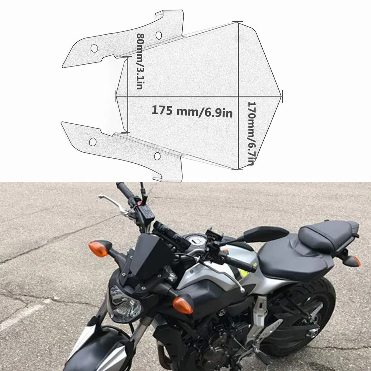 Parabrisas de Aluminio CNC Motocicleta Parabrisas Parabrisas para Yama' MT-07 FZ-07 FZ-7 2013 2014 2015 2016 2017