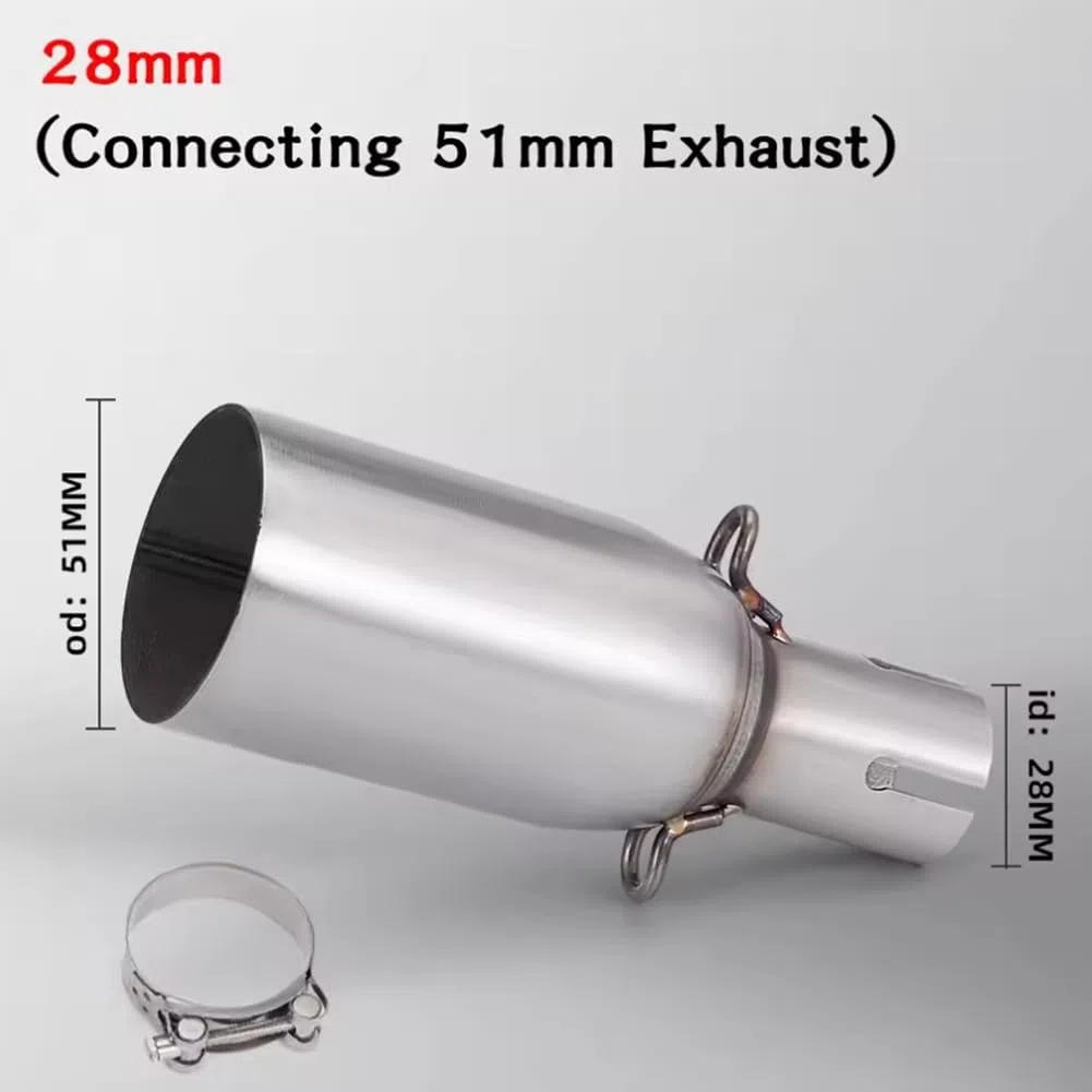 Modificación de la motocicleta tubo de escape sección central 28 mm adaptador 51 mm tubo de escape instalación no destructiva