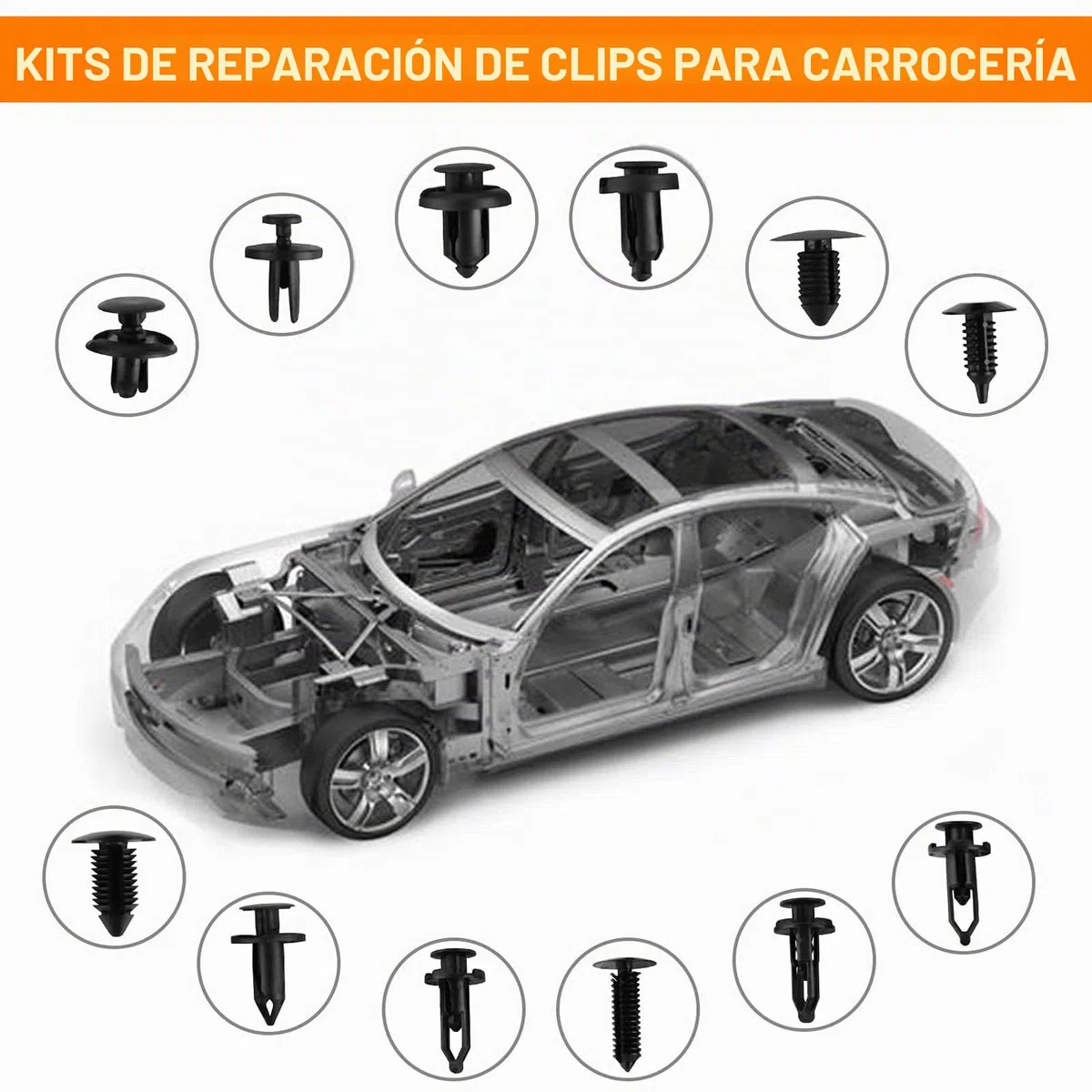 240PCS Remaches Plastico, Universales Grapas Coche 6 Tamaños Clips de Fijación para Coche Grapas Paneles de Puerta de Parachoques Fender con 5 Piezas Herramientas Desmontaje Coche