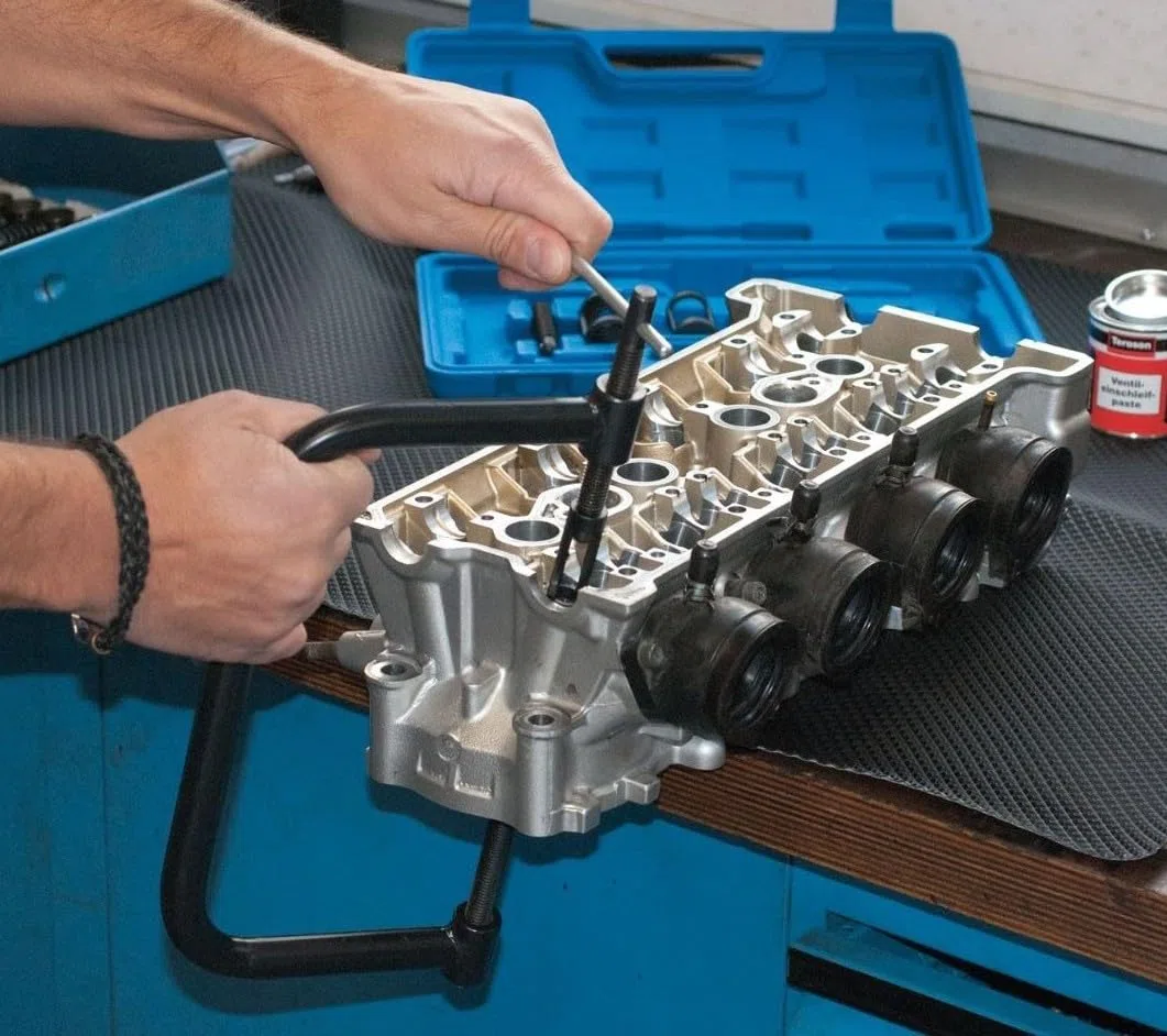 JOMAFA Kit Compresor De Muelles De Válvulas para Motos Y Coches Universal y Herramienta Esmeriladora De Valvulas 2 Unidades