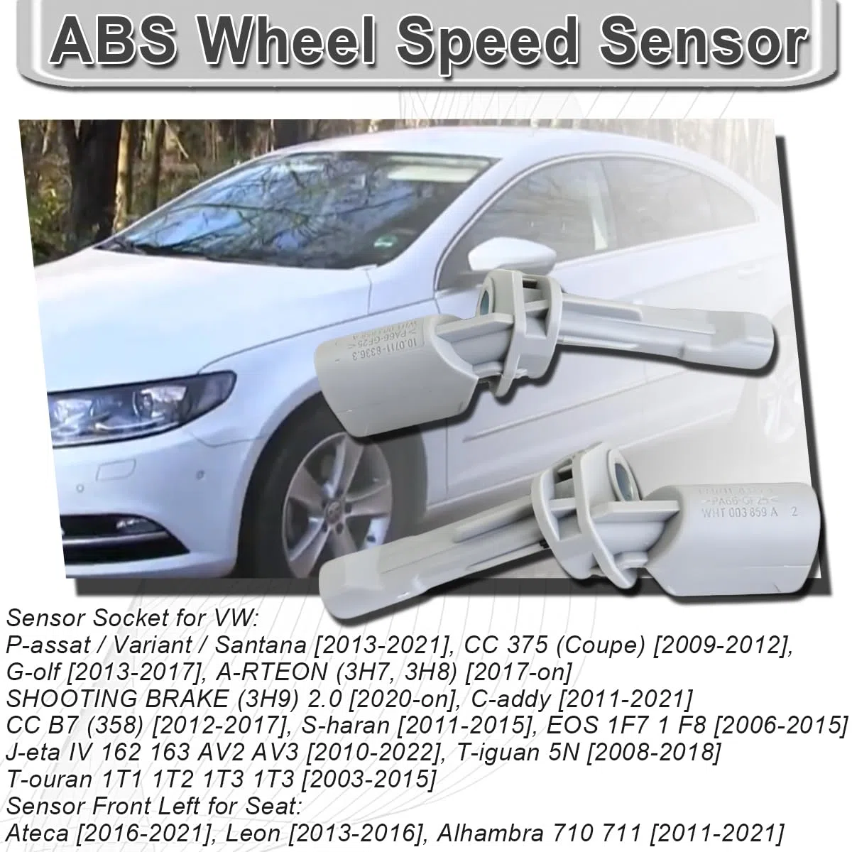 ZAMDOE 7L0927807A WHT003857A Sensor ABS para VW CC P.assat C.addy G.olf J.ETA IV T.iguan T.Ouran 1T1 1T2 1T3 EOS 1F7 1F8 2006-2015 para Audi A3 Q2 Q3 Q7 RS3 RSQ3 TT/TTS Accesorios para automóviles