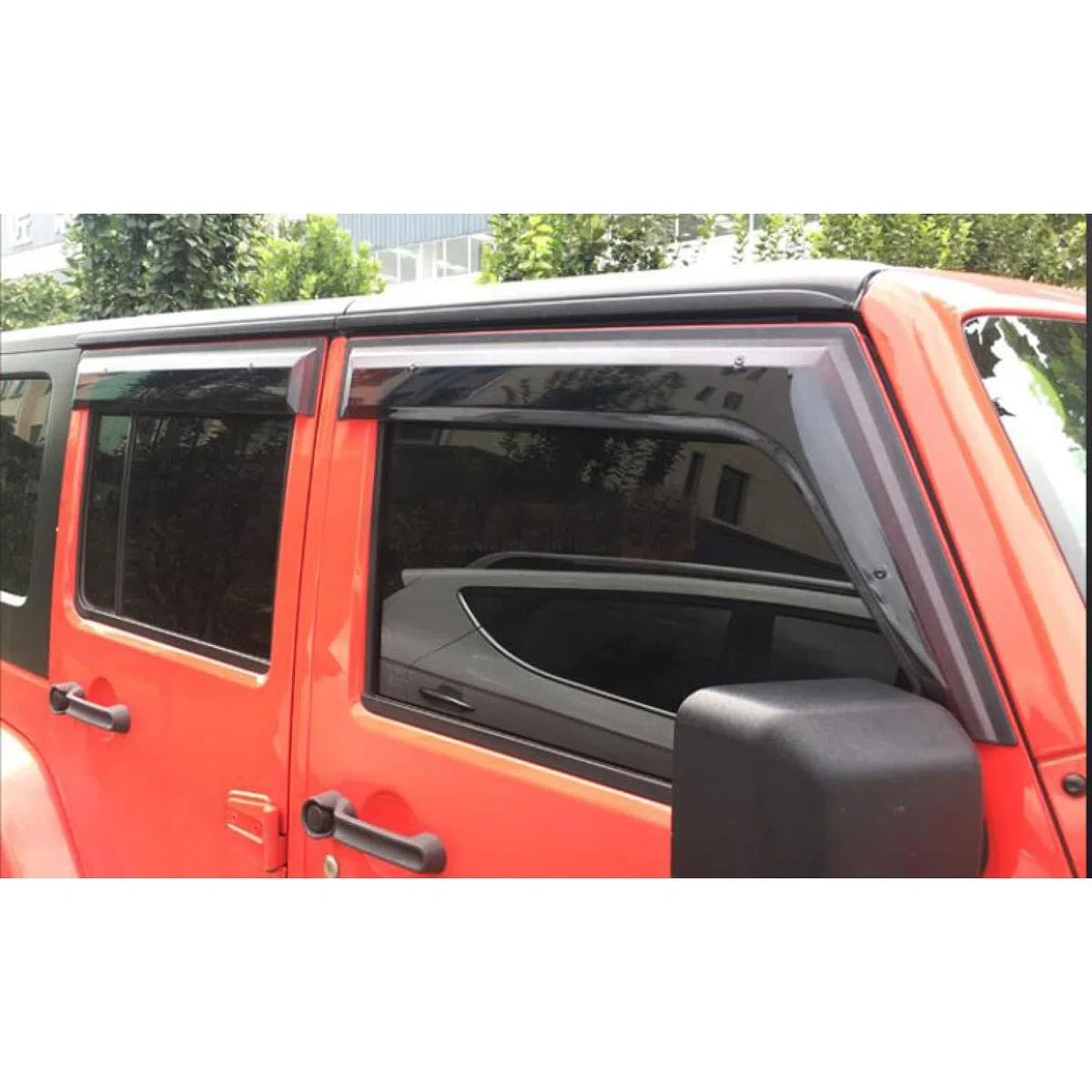 4 Piezas Deflectores de Viento Coche para Jeep Wrangler J K 2007-2017, Ventanas Laterales Deflectores Aire Ventana Derivabrisas Lluvia Visera Protector Accesorios