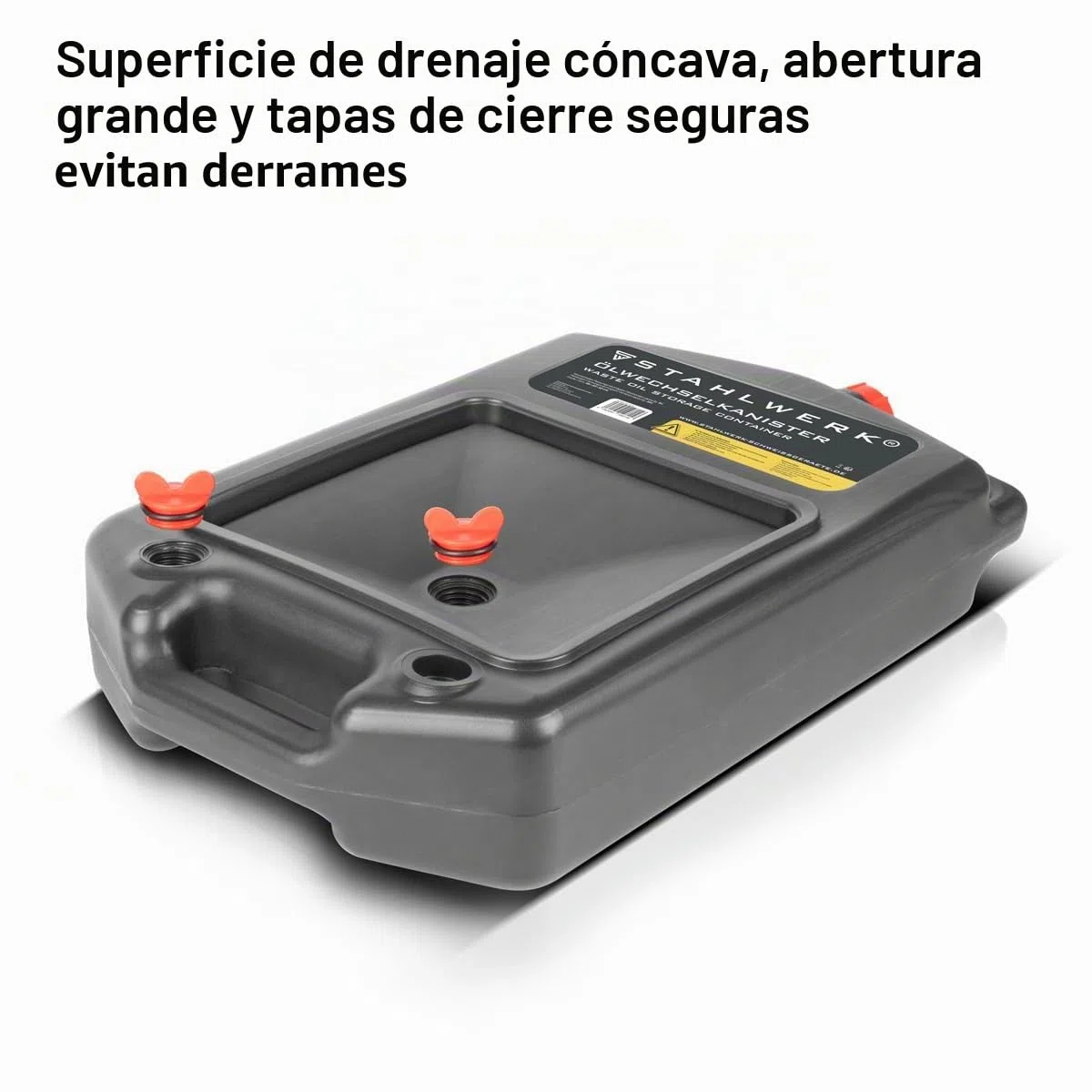 STAHLWERK Bidón de cambio de aceite 10 L - Robusta cubeta de recogida de aceite, móvil y flexible, cubeta de aceite con ayuda de recogida, función 2 en 1, bidón de aceite y combustible para coche