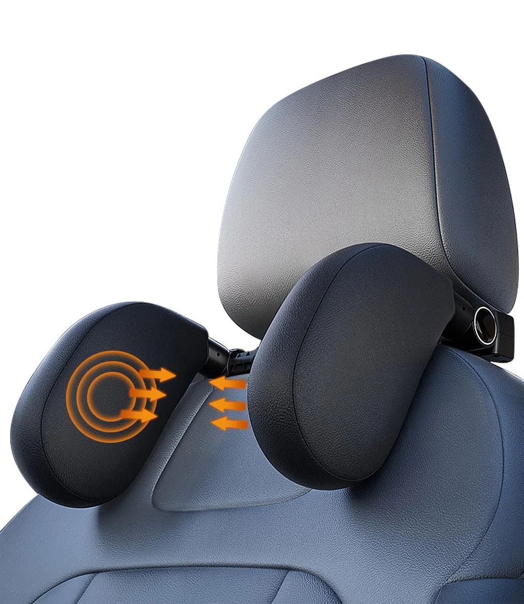 Zawaer Reposacabezas Coche, Reposacabezas Coche Niño, Reposacabezas Lateral Del Coche, Soporte Cabeza Niño Coche, 360 Grados Ajustable de Cuero Transpirable Apoya Cabeza Coche para Adultos Niño.negro
