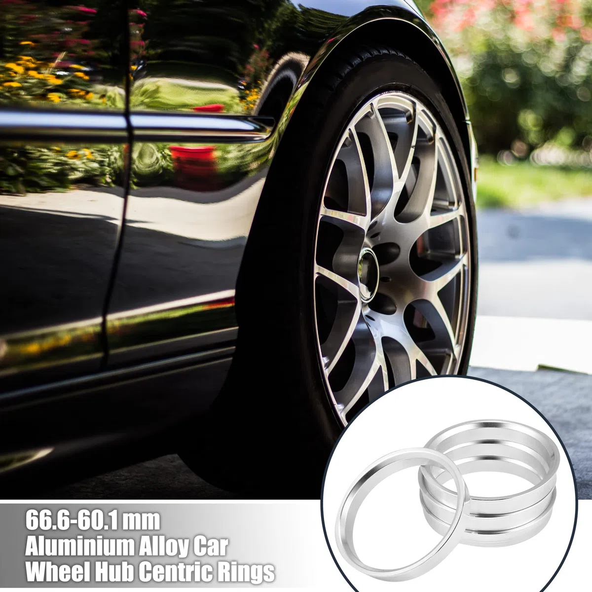 X AUTOHAUX 4 Piezas OD 66,6mm a ID 60,1mm Aluminio Aleación Coche Cubo Céntrico Anillos Anillos de Centrales