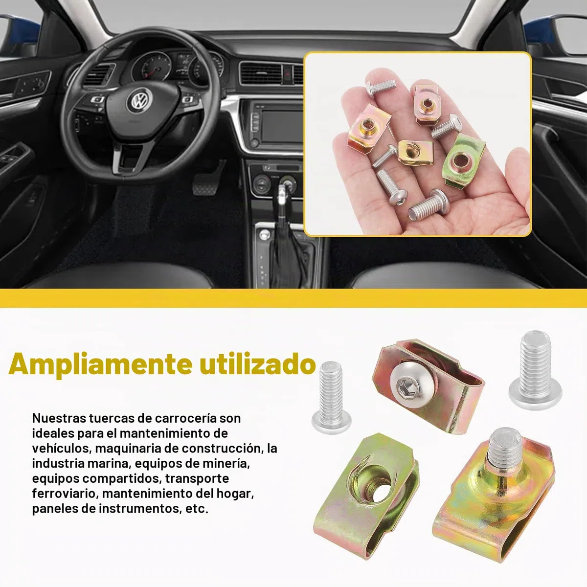 Gueenky 115 Piezas Tuercas de Clip en U, M4 M5 M6 M8 Grapas Tuerca Carroceria Tornillos Roscachapa de Clip de Tuerca en U para Coche y Moto
