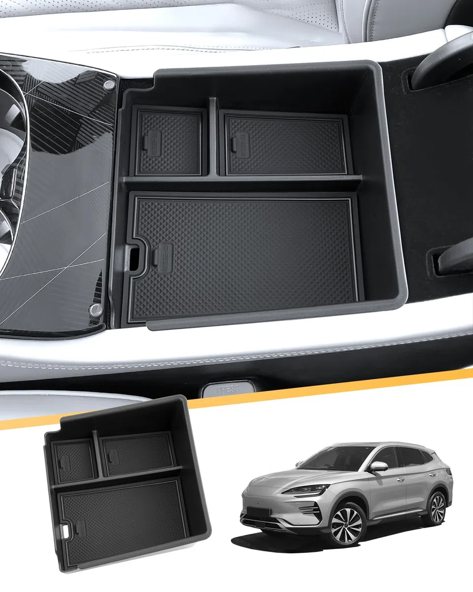YEE PIN Compatible con BYD Seal EV 2023-2025 2026 Caja de almacenamiento para consola central, reposabrazos central, guantera, bandeja organizadora con alfombrilla antideslizante, para accesorios Seal