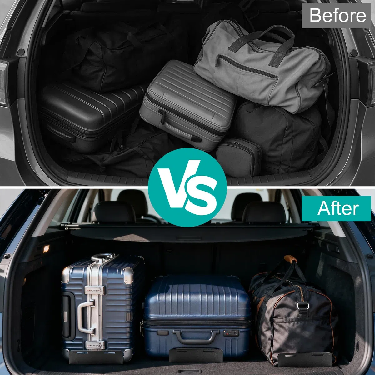 4 PCS Separador de maletero,Organizador de maletero con para fijación de equipaje,Organizador de Maletero Coche y SUV,Adecuado para Sedan,Station Wagon,SUV