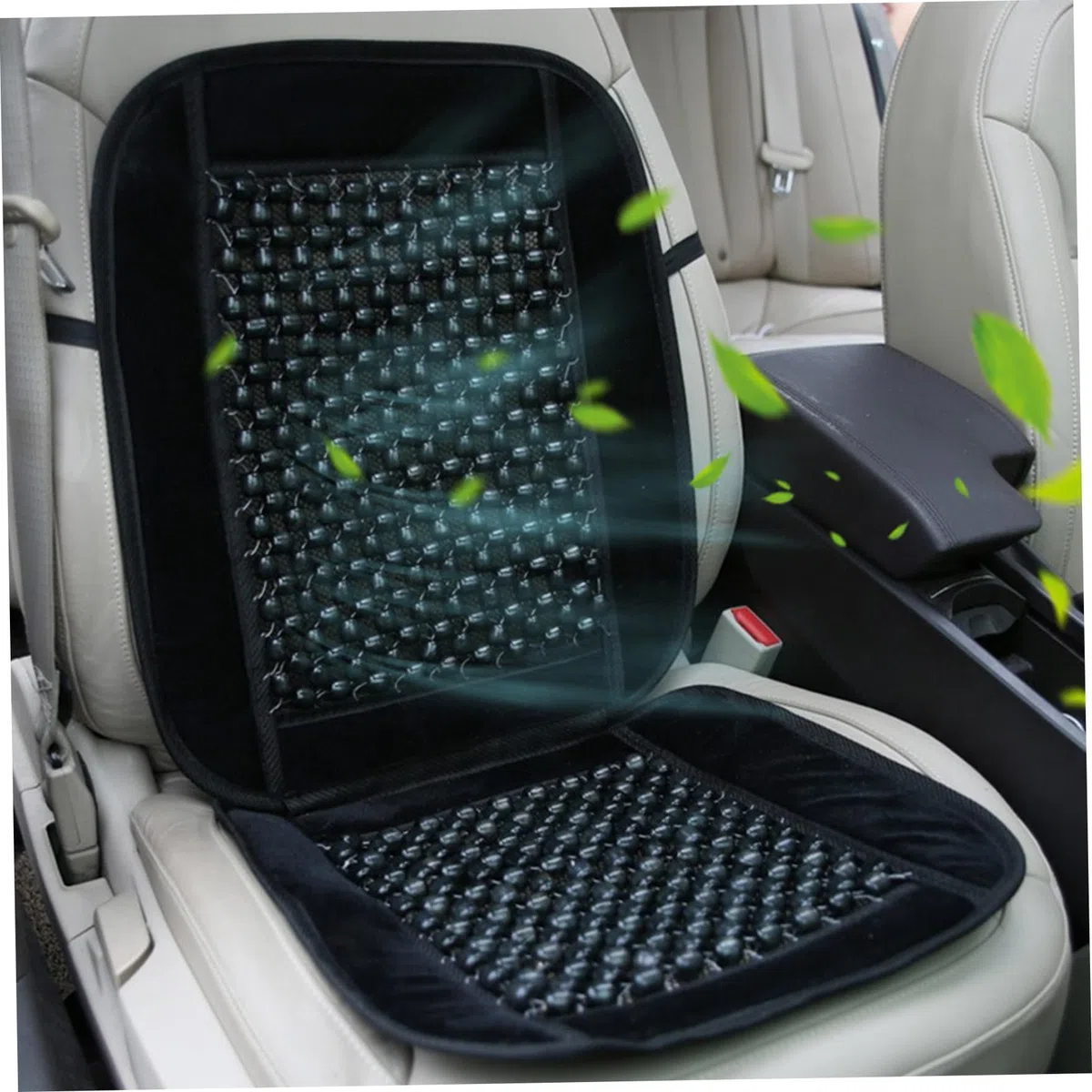 Cojín de asiento del conductor del automóvil con cuentas de madera, cubiertas de asiento de cuentas naturales para automóviles, cubiertas de asiento con cuentas enceradas pulidas transpirables, cubie