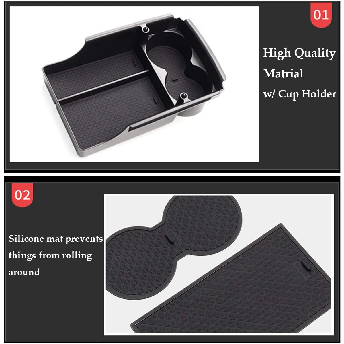 Jaronx - Organizador de Consola Central Compatible con Tesla Model X/S, Caja de Almacenamiento para reposabrazos + portavasos, para Accesorios Tesla Model S/X 2016 2017 2018 2019 2020 2021