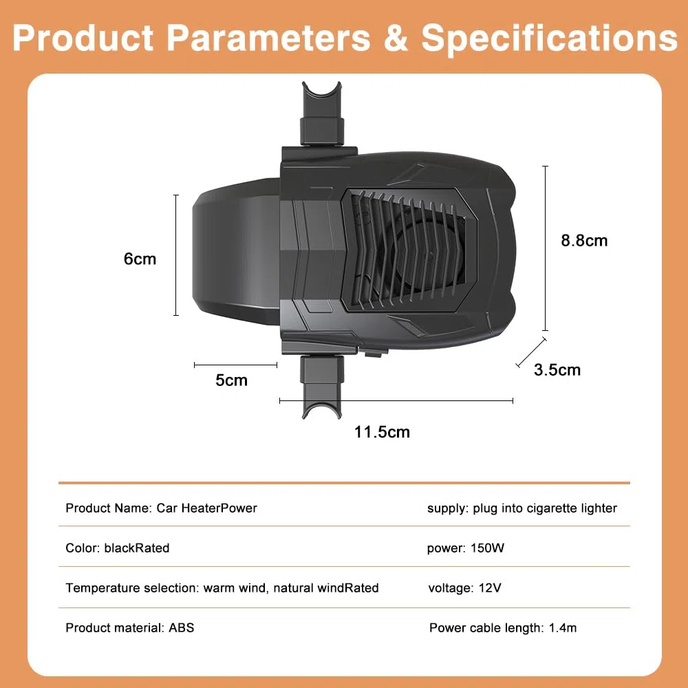 OBEST 4 en 1 Calefactor Coche mechero,Calentador Coche 12V,Car Heater,calefacción Coche Asiento,Descongelador de Parabrisas,antivaho Coche,Purificador de Aire, para Coches pequeños