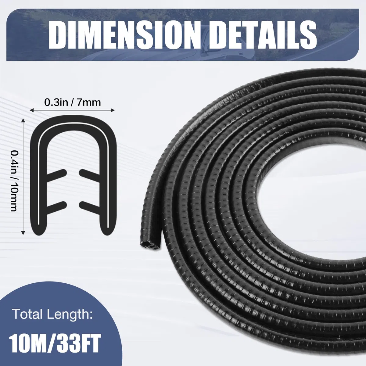 Protectores de Borde de Puerta de Coche 10M U Forma Coche Puerta Sello Protección de Borde Anti ChoquesApto para Coches, Camiones, SUV, ATV, UTV (Negro) (Negro, 10M)