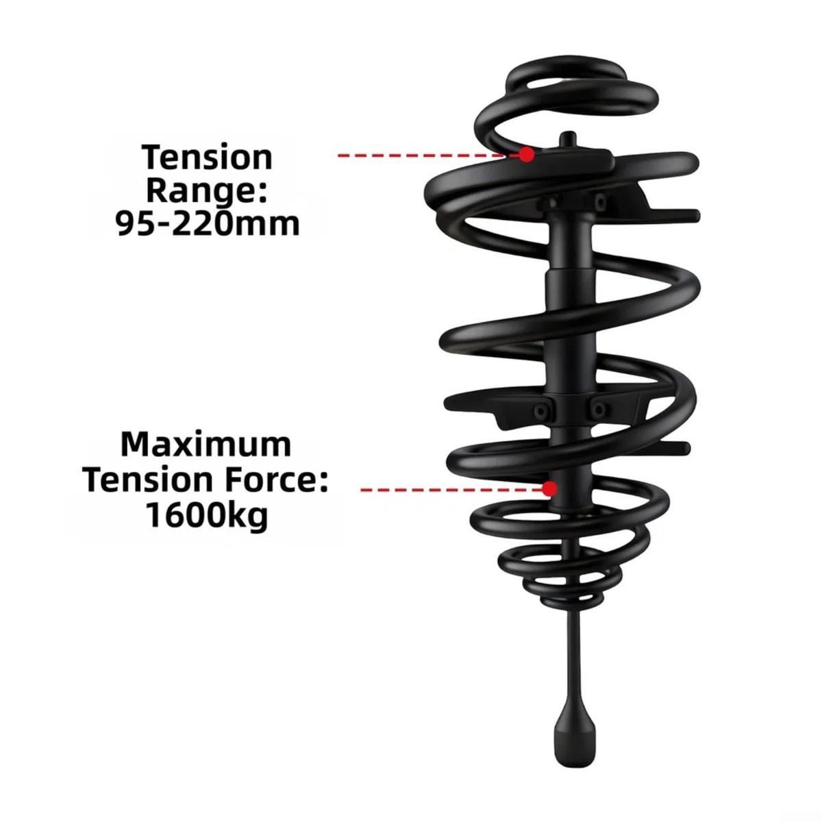 Herramienta de compresor de resorte para extracción de amortiguador trasero de coche, kit de desmontaje de suspensión de acero 45#, rango de 95-220 mm