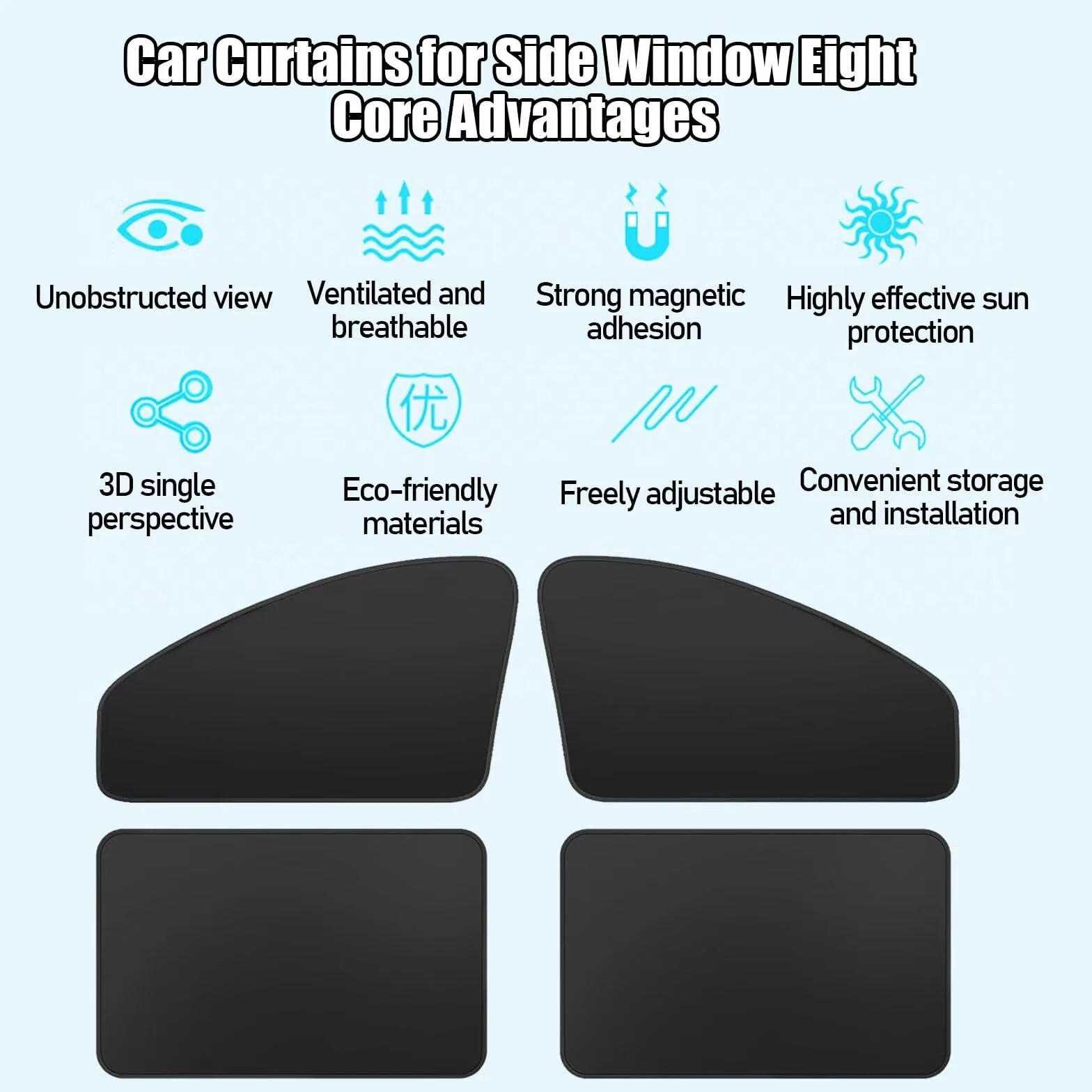 4 Pcs Cortina Protección Solar Magnética para Coche, Parasol Coche Lateral Compatible con Ford C-MAX 2003–2019 Cortinas Coche Ventana，Parasol Ventanas Traseras Coche/Lateral Coche