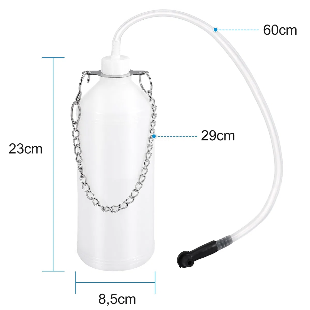 Purgador Frenos Coche, Deposito Liquido de Frenos 1L con Manguera de 60 cm y Adaptador de Goma, Psangrador de Frenos Moto, Apto para la Mayoría de los Sistemas de Purga de Frenos