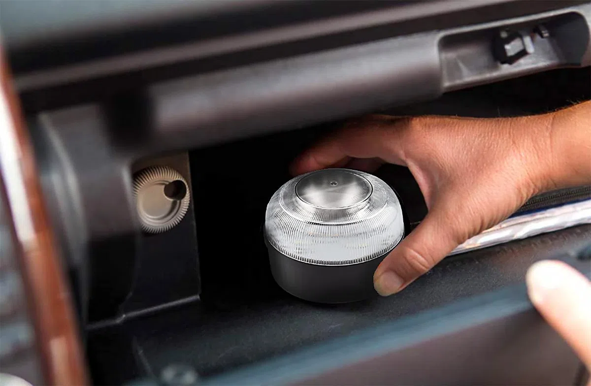 Jocca - Set 2 Luz de Emergencia Coche V16 Homologada DGT | Helpflash | Sustituye a Triángulos | Base Magnética Antideslizante | Baliza Emergencia Coche | 8 Leds de 1W Cada