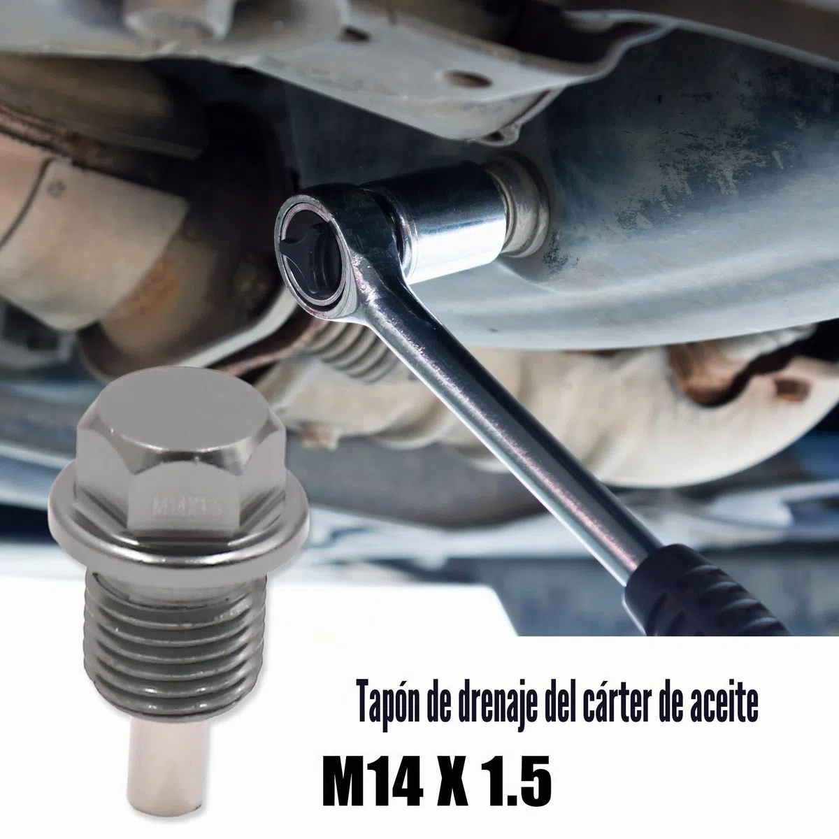 sourcing map Tornillo Magnético para Drenaje De Aceite M14X1.5Mm 1Pc | Gris, Rosca M14 X 1.5Mm, Con Arandela, Recoge Partículas Metálicas