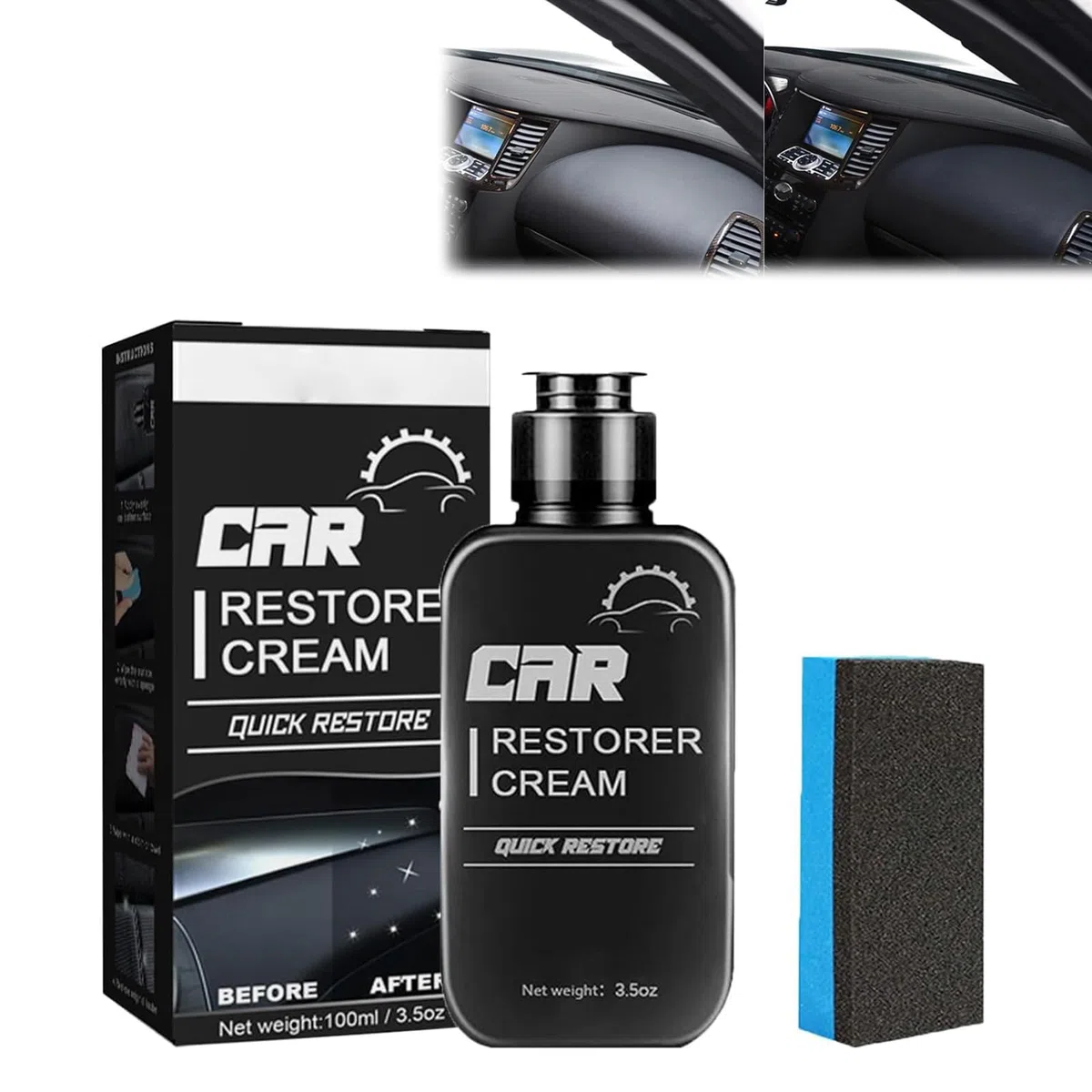 Renovador Plasticos Coche,Restaurador Plasticos Interior,Recubrimientos Plástico Restaurados,Restaurador de Plástico,Crema Restauradora de Coche,100ml