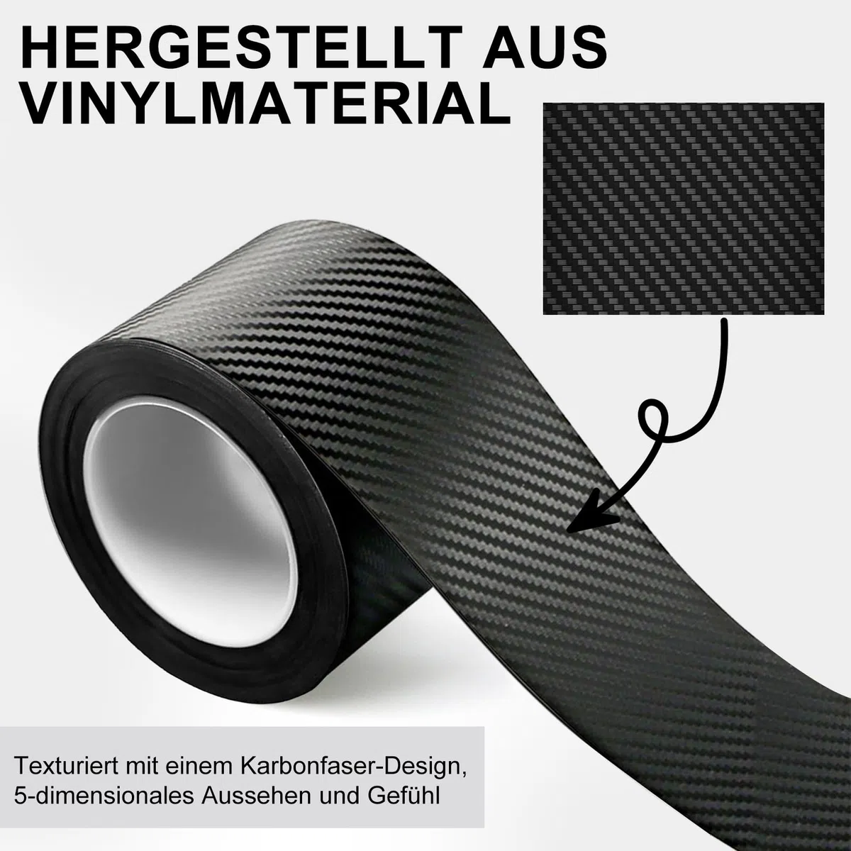 Tiras de Fibra de Carbono Película Protectora,Cinta Umbral Fibra Vinilo Carbono Negro, Tira de Protección del Umbral de Puerta Coche，Umbral De Puerta De Coche Pegatina Antirrayas (5cmx10m)