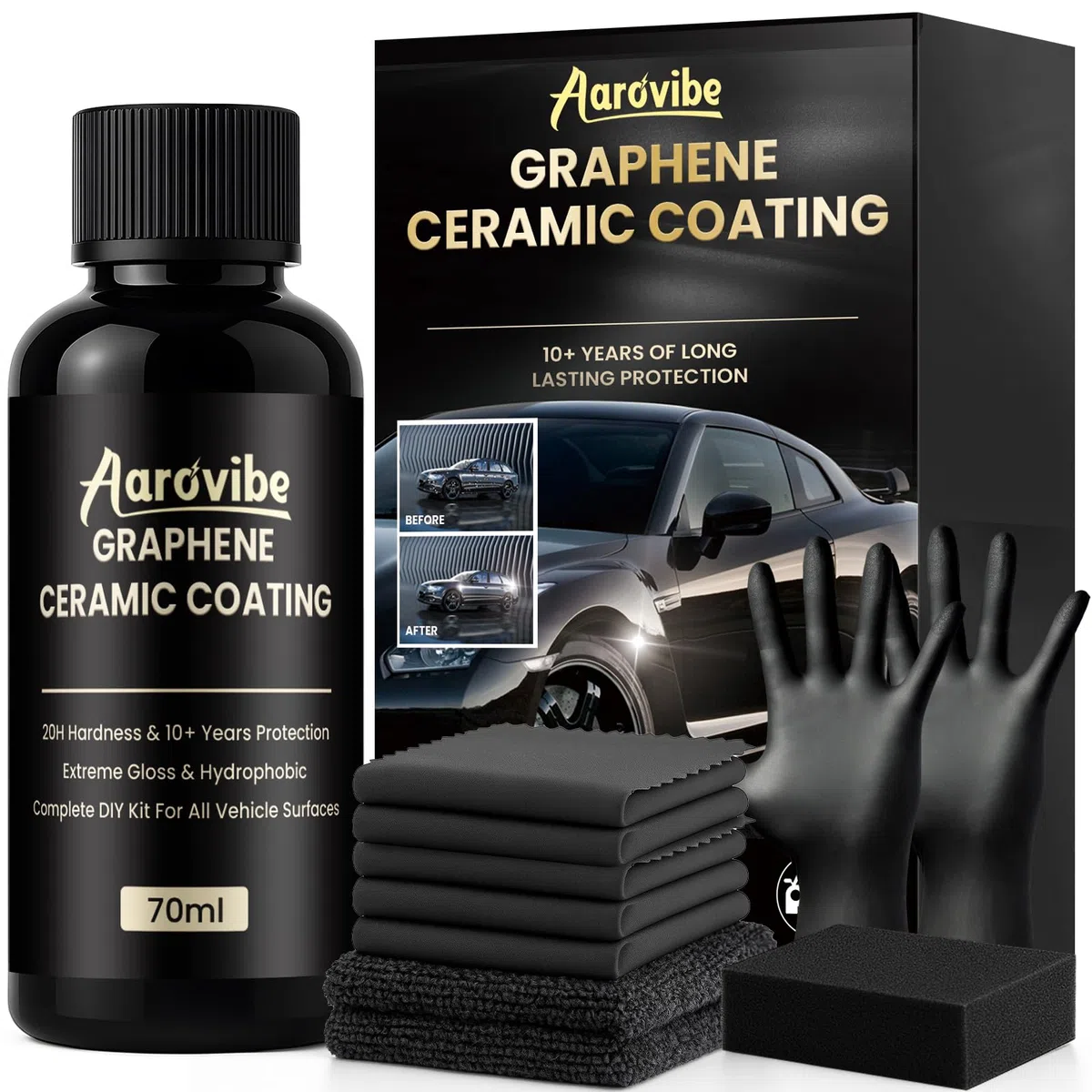 20H Ceramic Coating Car, Kit Avanzado de Grafeno Recubrimiento Cerámico, 10+ Años de Protección y Brillo Extremo, Tratamiento Ceramico Coche para Restauración y Cuidado de Pintura (70ml)