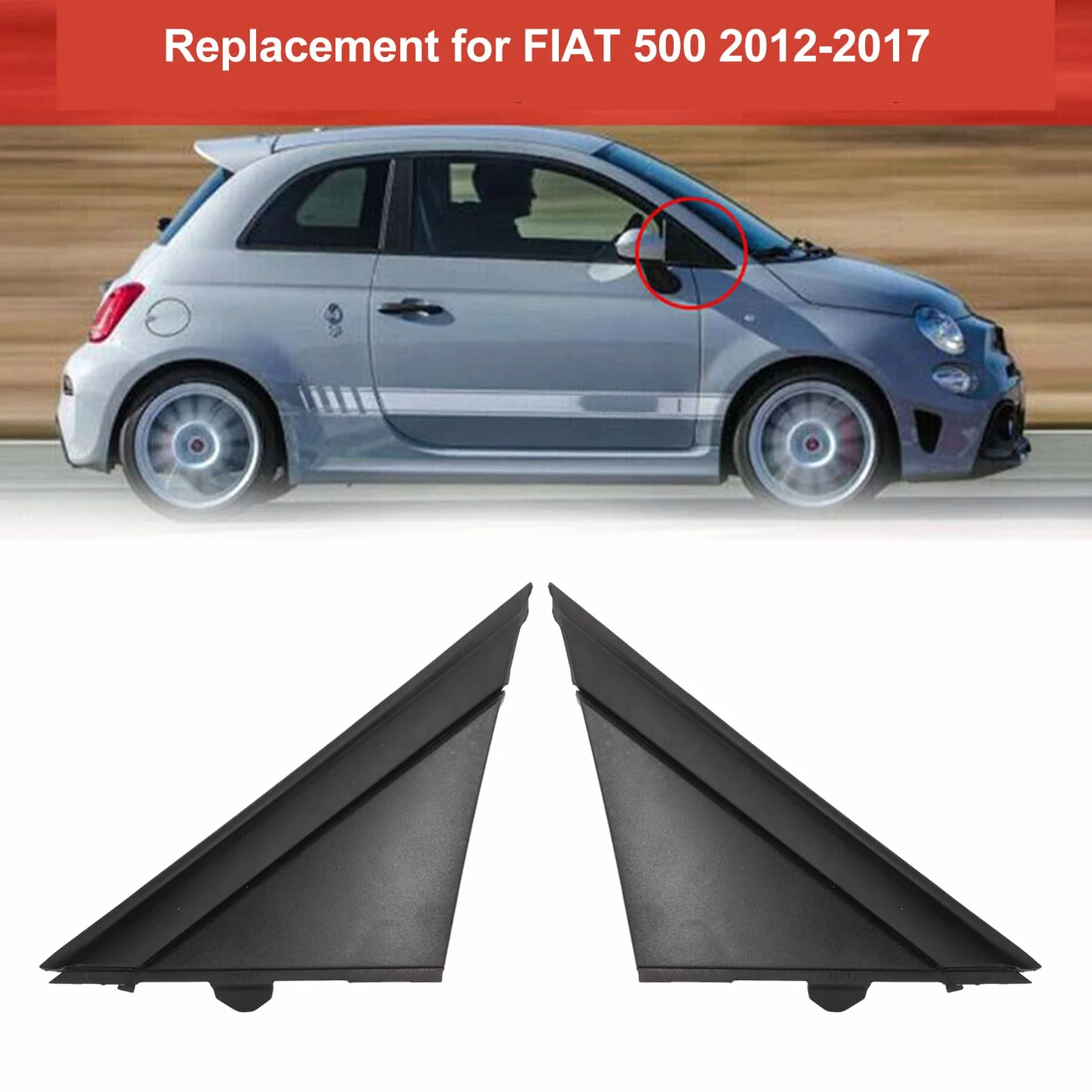 Coppia di copri specchietto retrovisore 1SH17KX7AA Sinistra Destra Decorazione di ricambio Alloggiamento specchietto retrovisore Porta Bandiera Bar per 500 2012-2017 Nero