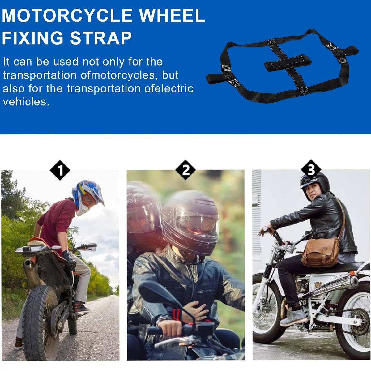 Universal Cinchas de Amarre para Rueda Trasera de Motocicleta, Correas Tensoras para Motocicleta de Poliéster Moto Carraca Tensoras Amarre Accesorios para Motocicletas, Negro