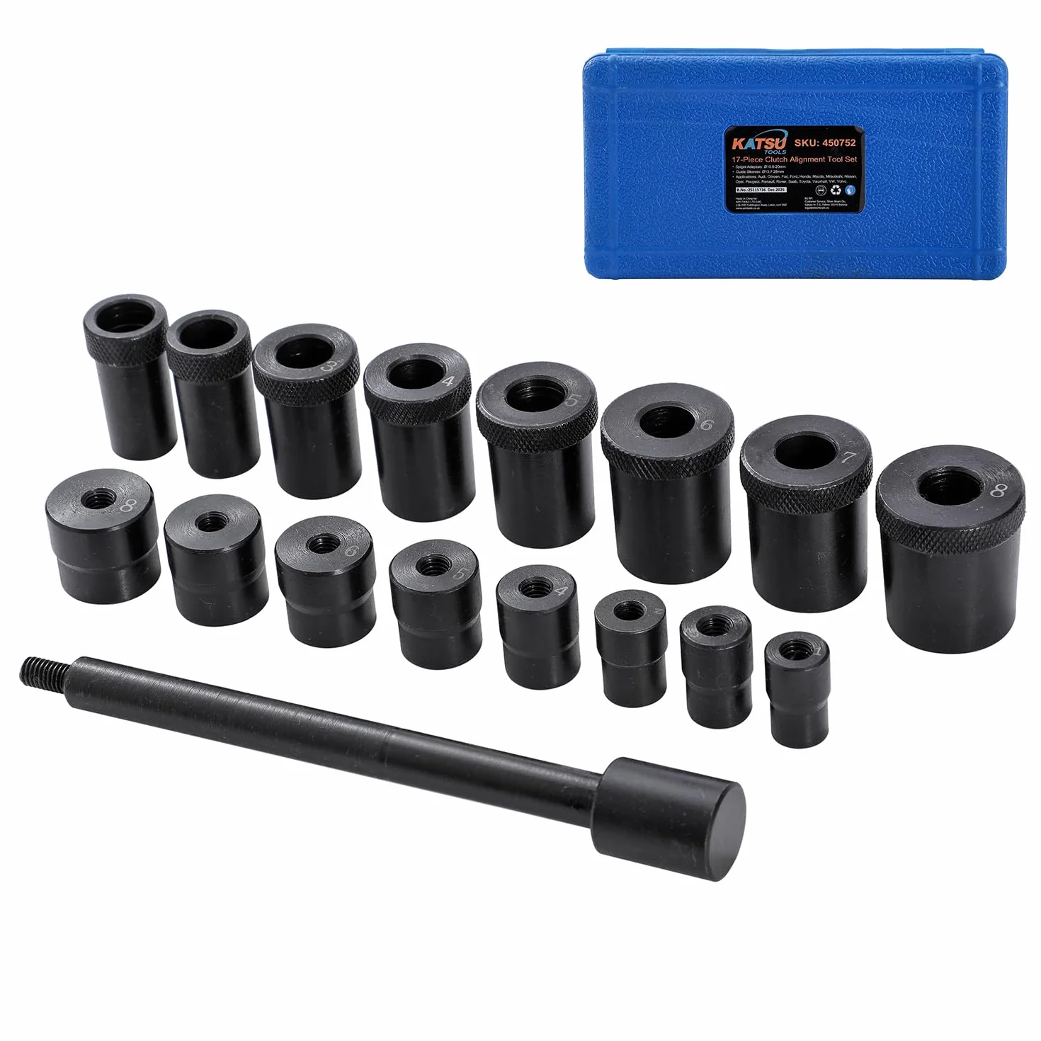 KATSU Kit Universal de Herramientas de Alineación de Embrague 17 Piezas para Volante Orificio Piloto y Alineador de Centrado de la Placa Impulsora del Embrague 450752