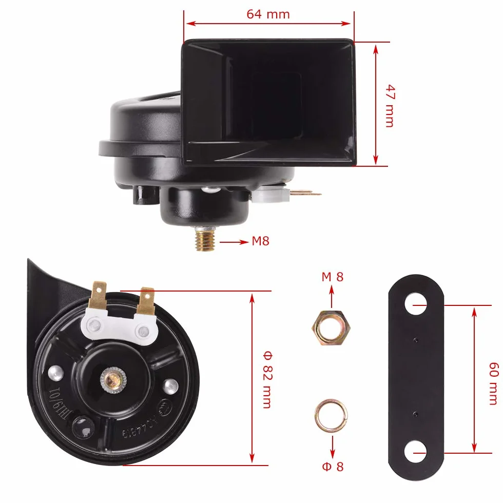 Evermotor Universal Loud Snail Claxon Horn para motos de camiones de coches 12V 500 Hz 118 dB