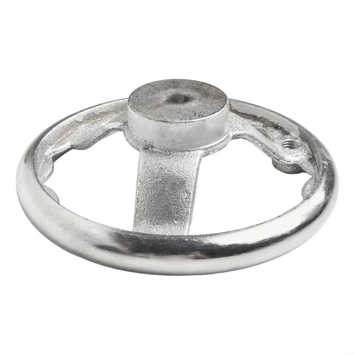 Volante de acero cromado de 3 radios para máquinas industriales, material de hierro fundido con anillo interior corrugado para un mejor agarre (6 pulgadas)