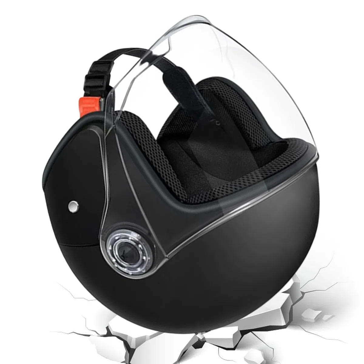 Casco De Motocicleta Cara Abierta con Visera Solar, Casco Ergonómico con Forro Cómodo Y Estructura Anticolisión, para Uso Diario En Scooter, Ciclomotor Y Moto Clásica