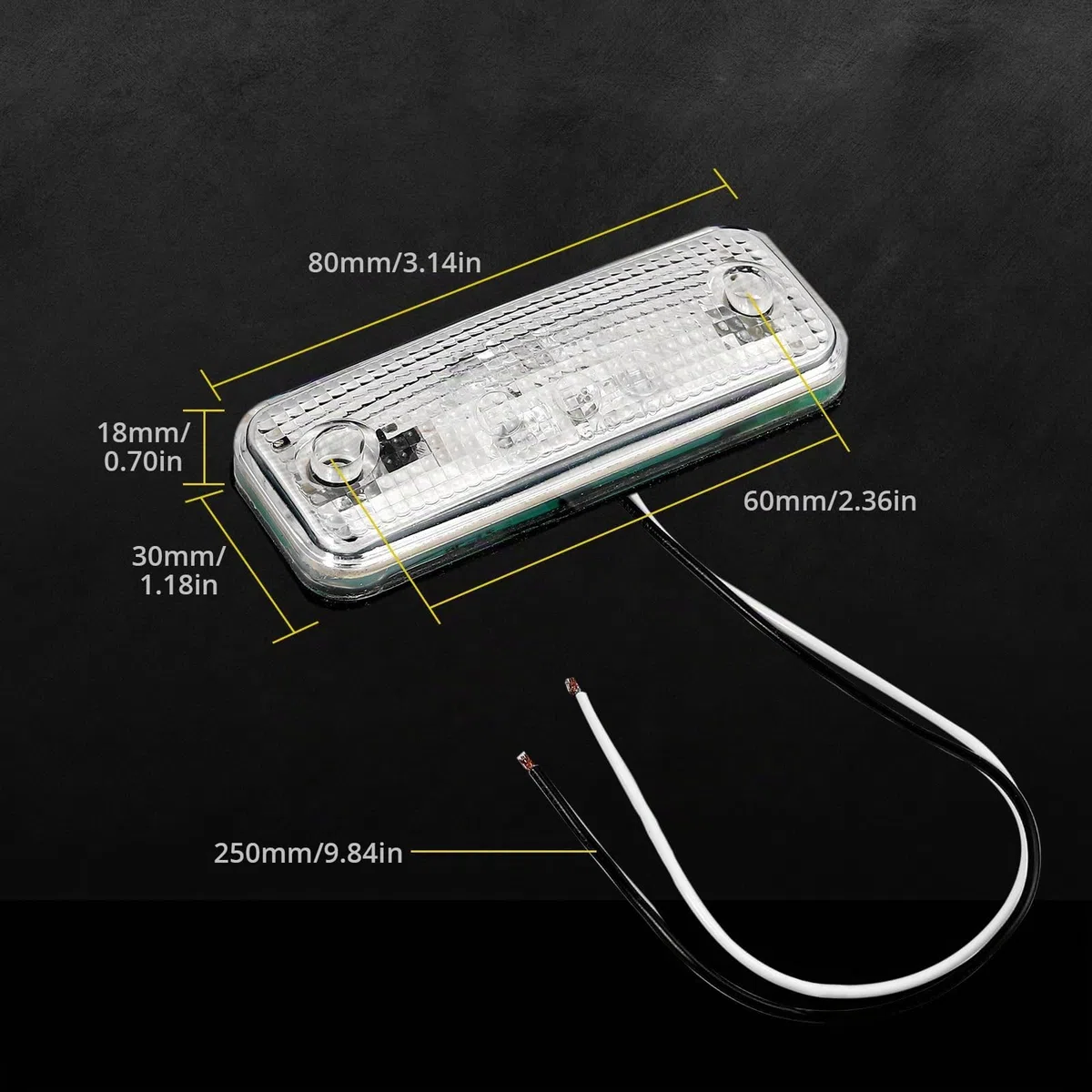 PROZOR 4 Pcs Luces Laterales Luces de Posición LED con Certificación E-mark 12/24V Luces de Advertencia Impermeable IP67 para Motos, Coches, Camiones-Blanco