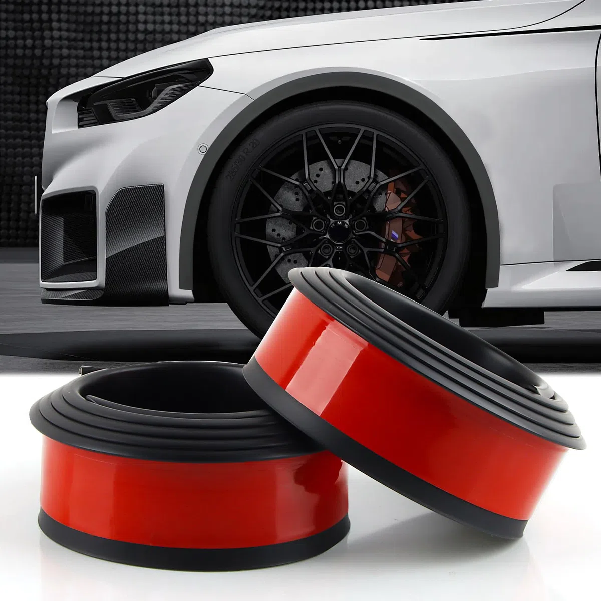 2 Artículos Tira de Paso de Rueda Universal, Bengalas de Guardabarros, Extensión del Paso de Rueda, Ampliación del Guardabarros para Coche (1.5 m, Negro)