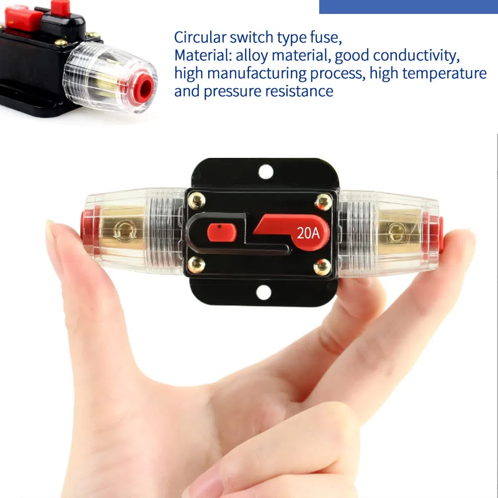 2PCS Disyuntor de recuperación automática Portafusibles de 20A 12V-24V Interruptor de fusible de reinicio automático