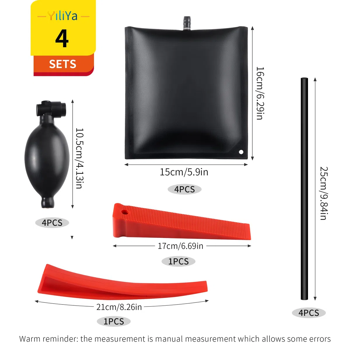 4 Piezas Air Pump Wedge,Cuña de Aire de Bomba Cojines de Montaje con Cuña Roja para Instalación de Puertas Ventanas Reparación de Automóviles