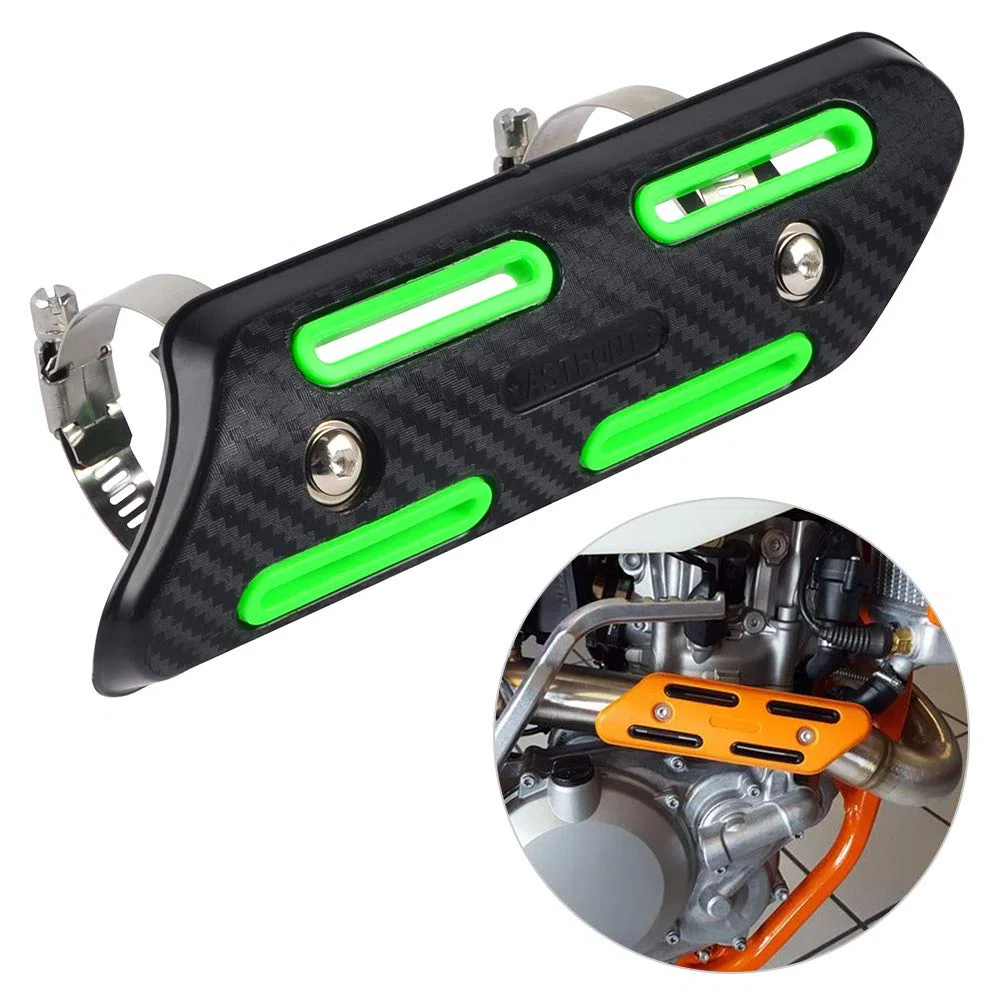 NICECNC Protector de Tubo de Escape Universal Verde de 4 Tiempos Compatible with Kawasaki KXF 250 450,See Fitment