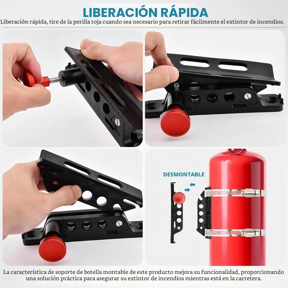 Soporte para Extintor de Incendios Liberación Rápida, Soporte para Botella de Extintor Incendios con Montaje en Barra Antivuelco de Aleación de Aluminio para Sport/JK/Sahara