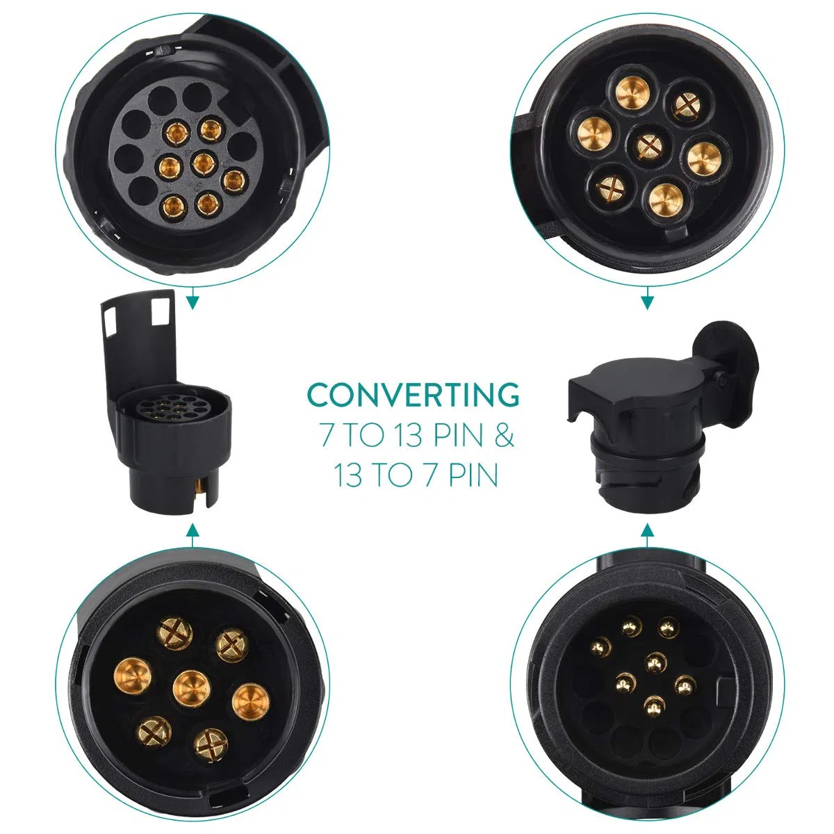 Navaris Comprobador de Luces para Remolque - Equipo para diagnóstico de tensión para Caravana Arrastre - Tester con 2X Adaptadores de 7 y 13 Pines