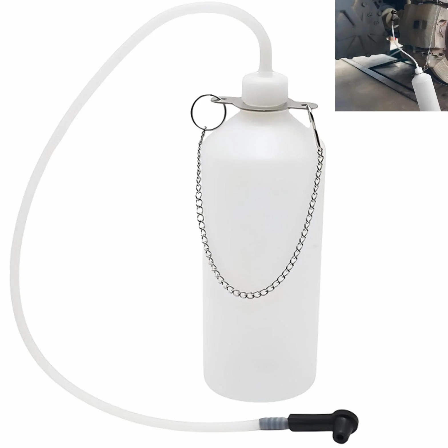 Botella Recogida Frenos 1 L con Manguera 60cm y Acoplamiento Goma,Depósito para Recoger & Cambiador Líquido Frenos,Purgador Frenos para Mayoría Los Tornillos Purga, Equipo para Cambio Aceite y Drenaje