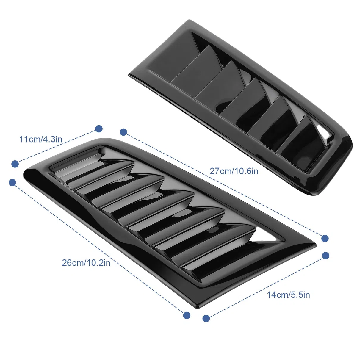 2 Uds Tomas Aire Capó Delantero Del Coche, Rejillas Capo Focus RS Kit de pala de ventilación para capó de coche Cubierta de entrada de flujo de aire Cubierta de admisión (Negro brillante)