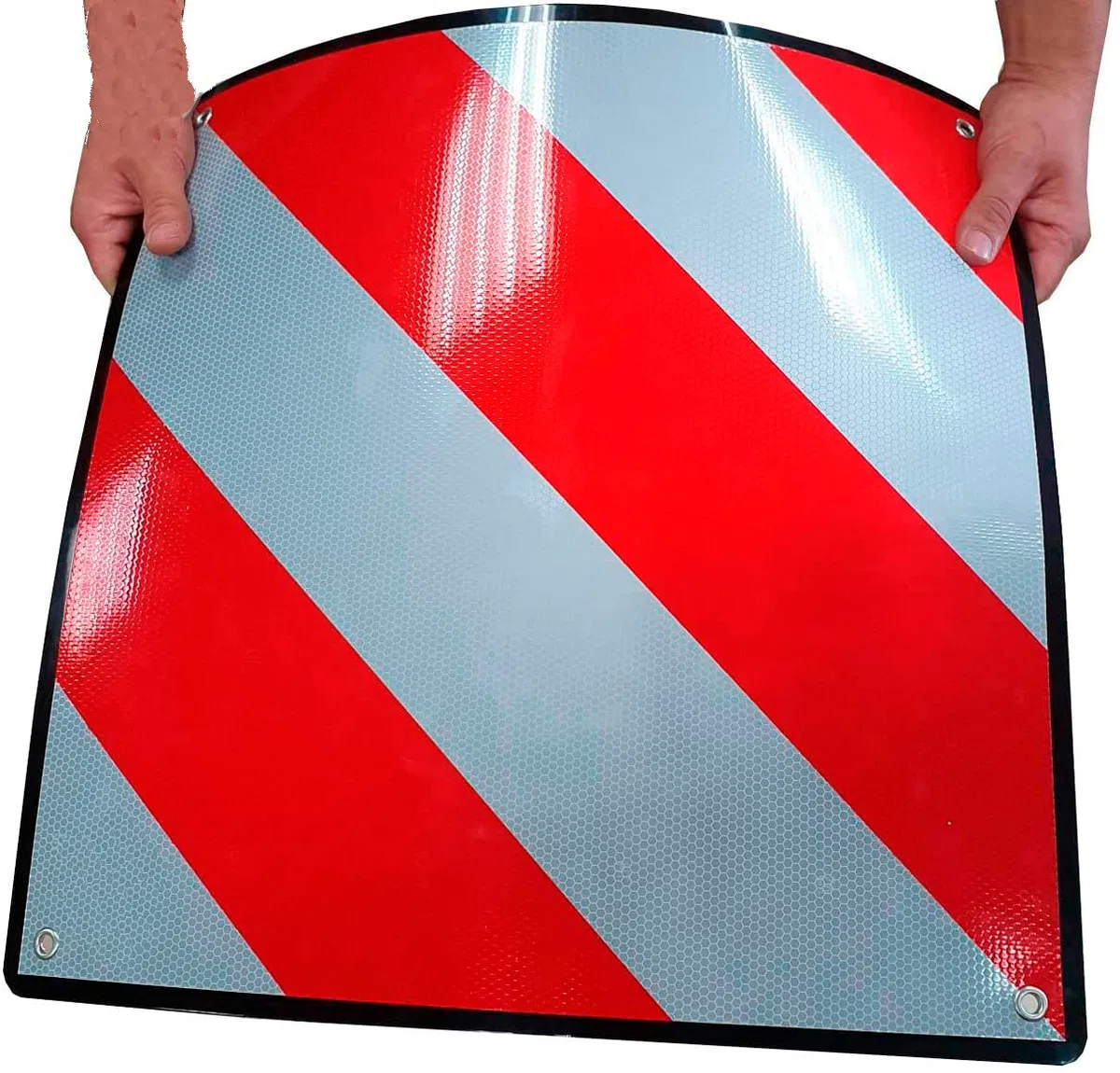 Placa V20 ABS Flexible. Especial Portabicicletas y Carga Saliente. 50 X 50 cm HOMOLOGADA. con Protección Anti Arañazos.