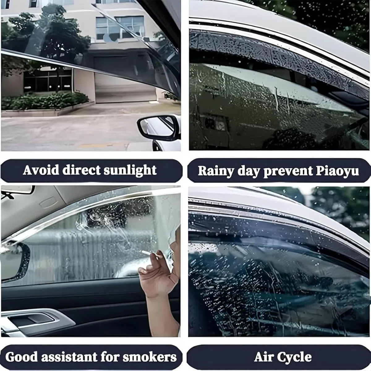 4 Piezas Deflectores de Aire Coche, Vierteaguas Coche, Acrílico