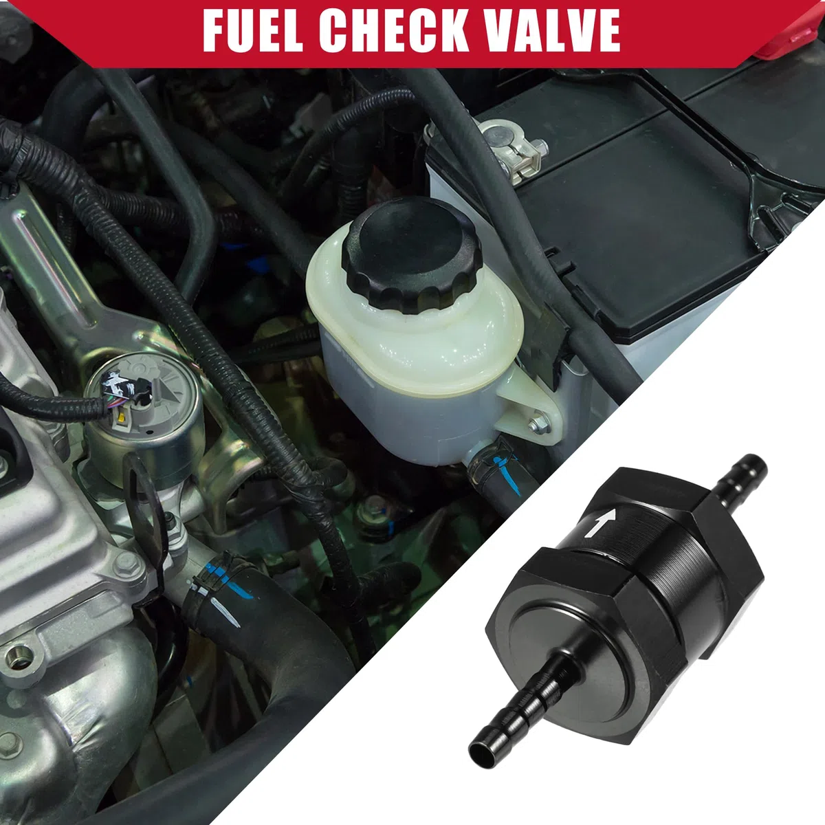 Válvula de Retención de Combustible Unidireccional Interna para Combustible de Automóvil Gasolina Diésel / 0.16" 4mm OD / 2 Unidades Negro