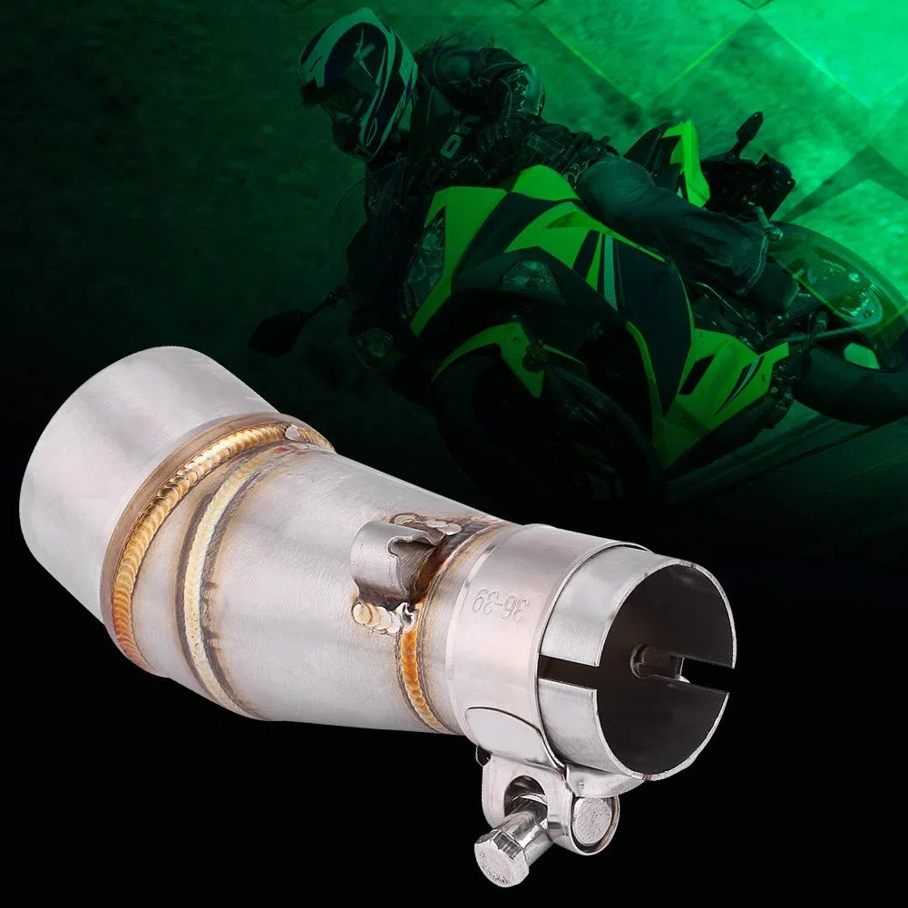 KSTE Tubo Medio de Escape de Motocicleta,Tubo de escape Middle Link y Adaptador de Tubo de Escape, Conector de Tubería de Enlace Medio de Escape de Motocicleta for Kaw-wasaki Z250 Ni-inja 250 13-16