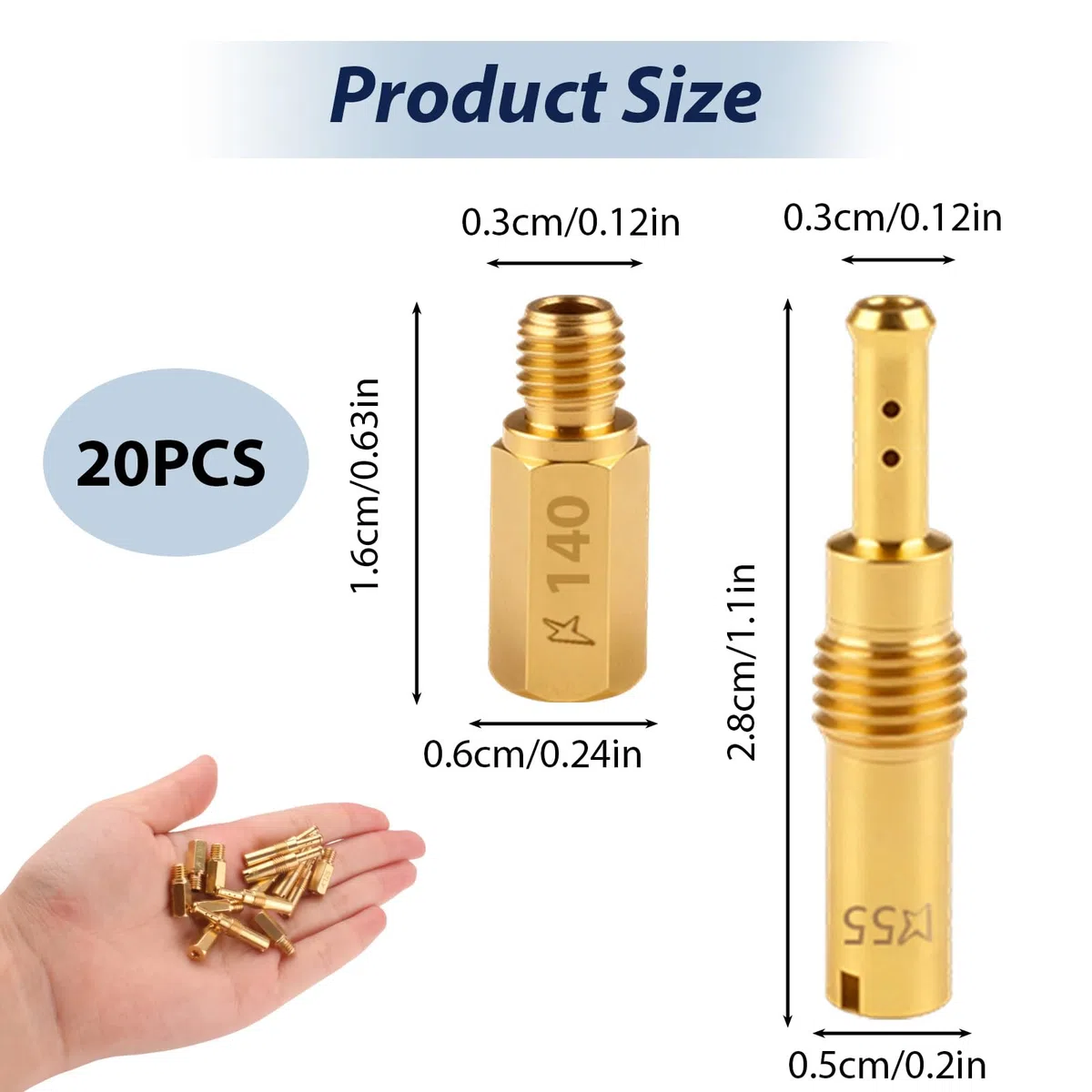 Kit de 20 Chiclés de Carburador Compatible con PWK PE CVK Keihin OKO KOSO Stage6 Polini – Inyectores Principales y Pilotos Lentos de Latón para Moto Scooter ATV GY6 125cc 150cc con Kit de Limpieza